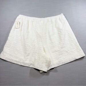 Maison Jules White Eyelet Stretch Lace Pull-On Shorts Lined Woman's 1X NWT